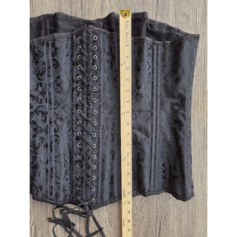 Charmian Black Brocade Underbust Corset 7XL Plus Size Goth Victorian Romantic - Picture 9 of 10